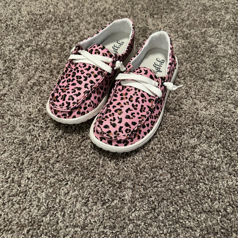 New Gypsy jazz pink / black with gold flakes slip ons